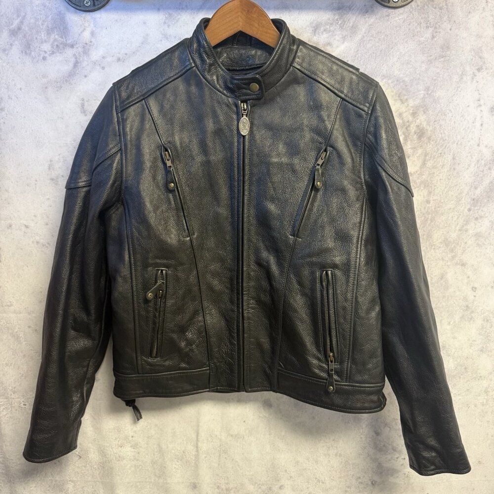 Victory Motorcycle Leather Jacket Adult Medium 19.5x23 Black